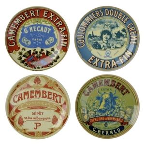 BIA Cordon Blue Camembert Set Of 4 Cheese Plates Advertising Art 2003.